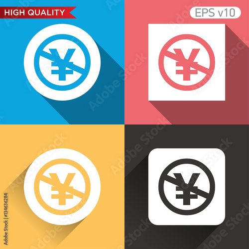 Colored icon or button of stop yen symbol with background