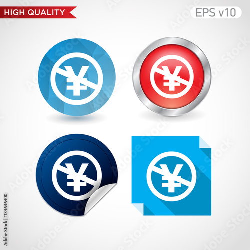 Colored icon or button of stop yen symbol with background