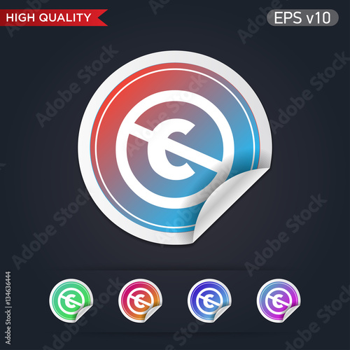 Colored icon or button of stop c symbol with background