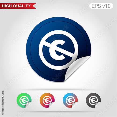 Colored icon or button of stop c symbol with background