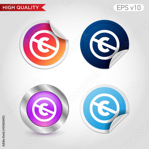 Colored icon or button of stop c symbol with background