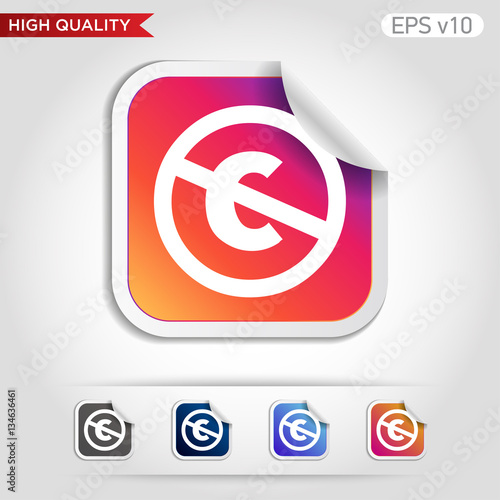 Colored icon or button of stop c symbol with background