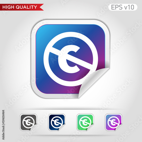 Colored icon or button of stop c symbol with background