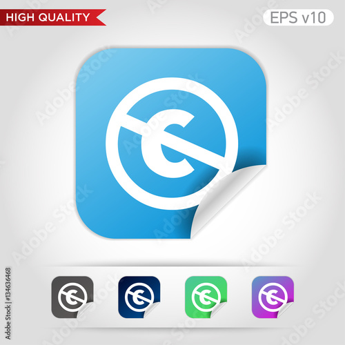 Colored icon or button of stop c symbol with background