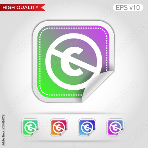 Colored icon or button of stop c symbol with background