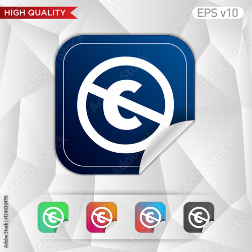 Colored icon or button of stop c symbol with background