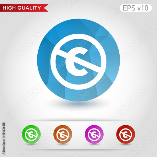 Colored icon or button of stop c symbol with background