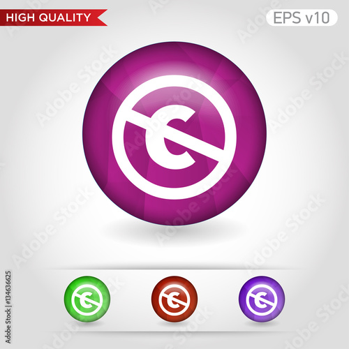 Colored icon or button of stop c symbol with background