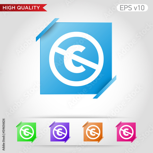 Colored icon or button of stop c symbol with background