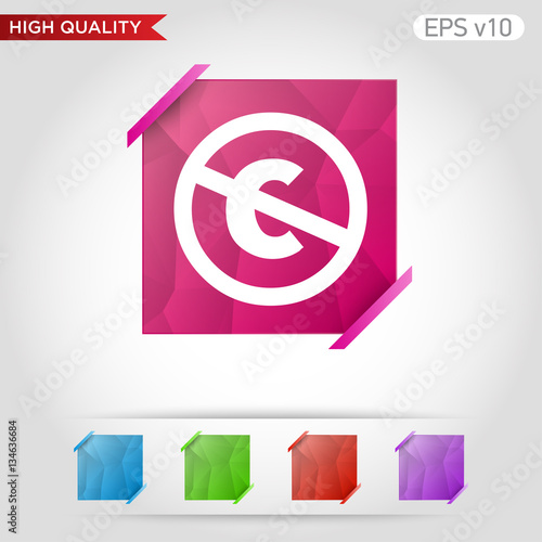 Colored icon or button of stop c symbol with background