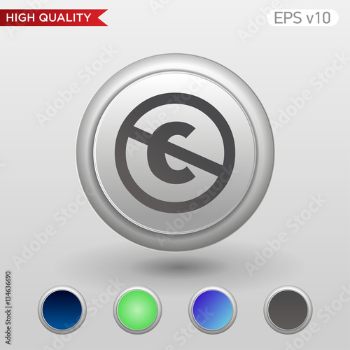 Colored icon or button of stop c symbol with background