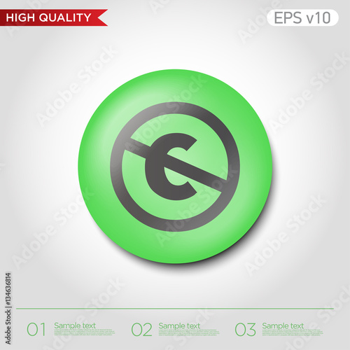 Colored icon or button of stop c symbol with background