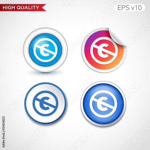 Colored icon or button of stop c symbol with background