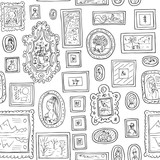 vintage pictures seamless pattern. hand drawn vector background