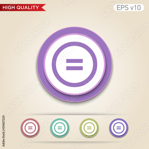 Colored icon or button of equation sign with background
