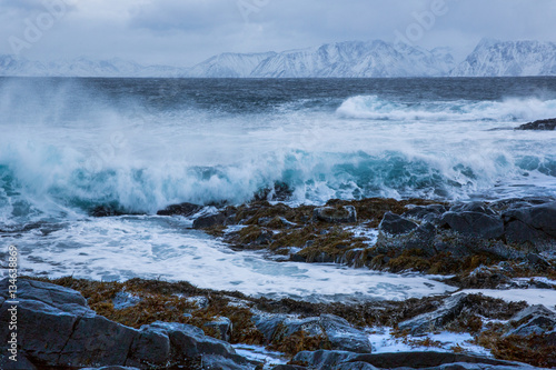 Waves against the shore