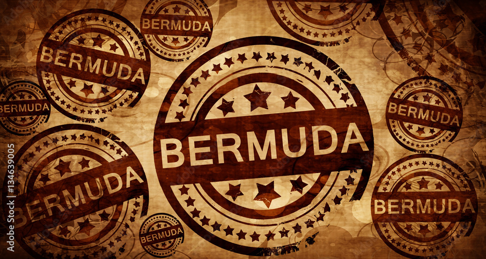 Bermuda, vintage stamp on paper background