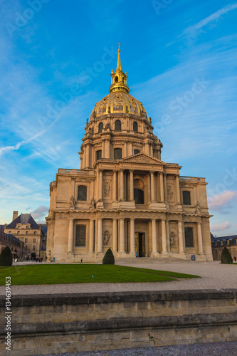 Chapel Saint Louis des Invalides in Paris on sunset, Paris, France