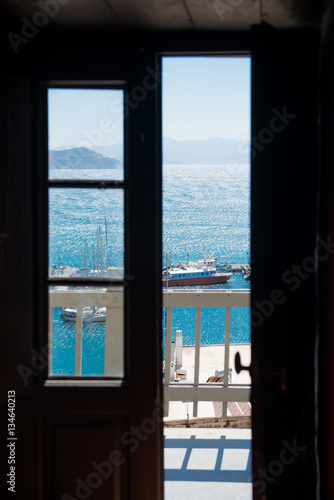 A view of the beautiful ocean from a balcony.  Sea views. View of the bay with beautiful yachts. Best hotel overlooking the sea  Summer Dream  