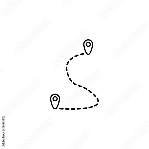 Route line icon, map pointer & location sign, vector graphics, a linear pattern on a white background, eps 10.