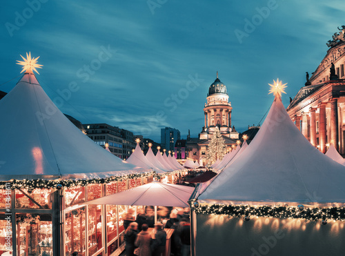 Photography Christmas market in Berlin, toned image, text space