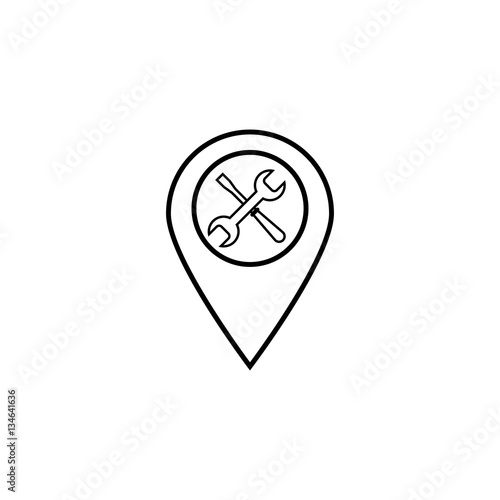 Map pointer with service line icon, navigation and pin sign, vector graphics, a linear pattern on a white background, eps 10. Free Download Map pointer with service line icon, navigation and pin sign, vector graphics, a linear pattern on a white background, eps 10. - GFXLoad