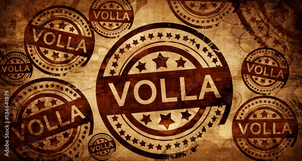 Volla, vintage stamp on paper background