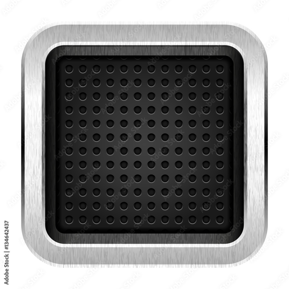 Square blank chrome metal icon empty web internet button Square blank chrome metal icon empty web internet button