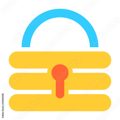 Flat padlock icon lock sign password button