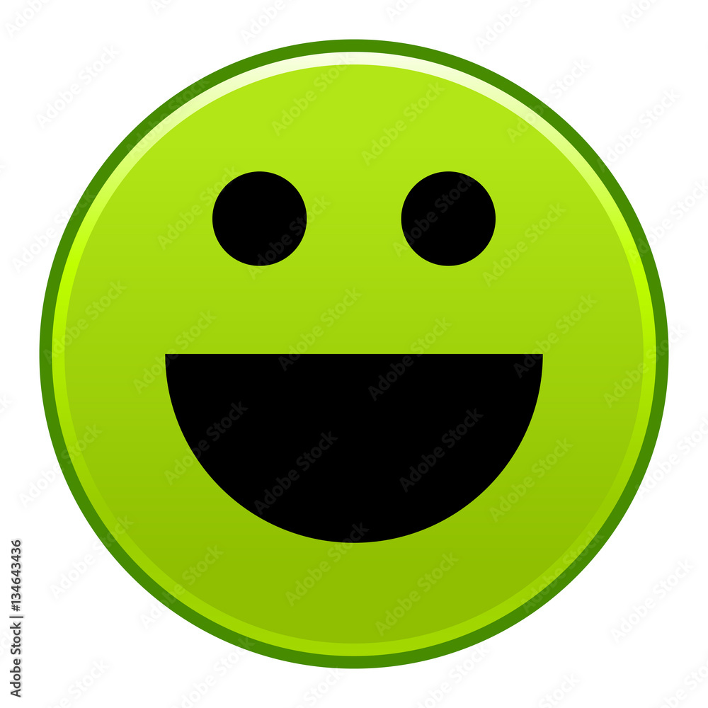 Fototapeta premium Green smiling face cheerful smiley happy emoticon