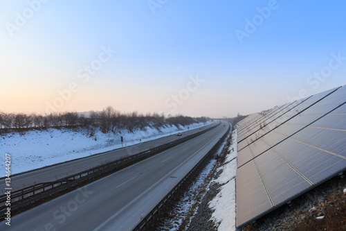 Solar panels at german autobahn highway