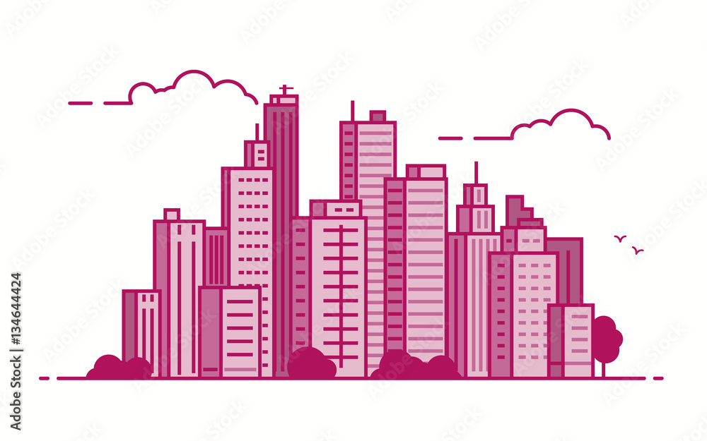 Line city in pink color