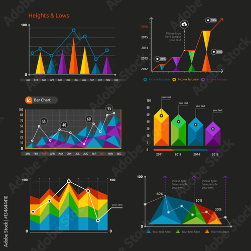 Graphs and charts set.