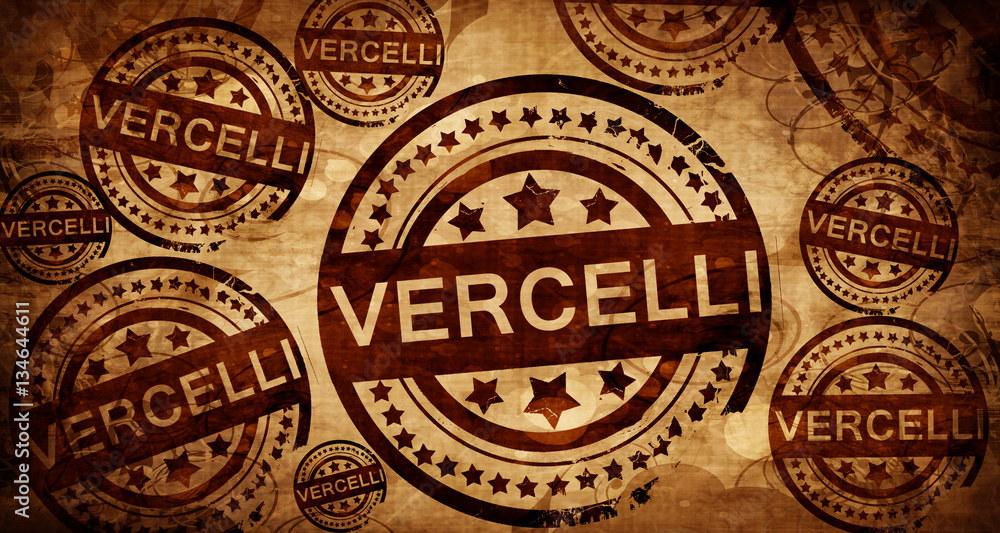 Vercelli, vintage stamp on paper background