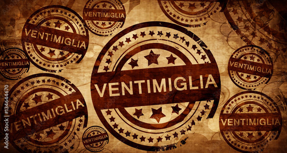 Ventimiglia, vintage stamp on paper background