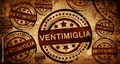 Ventimiglia, vintage stamp on paper background