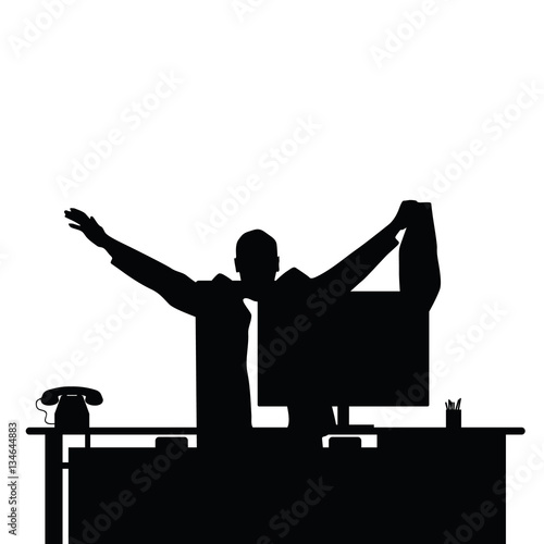 man silhouette work in office design illustration