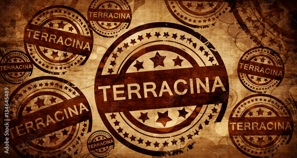 Terracina, vintage stamp on paper background