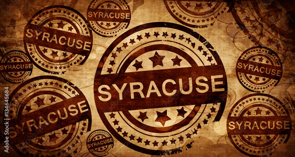 Syracuse, vintage stamp on paper background