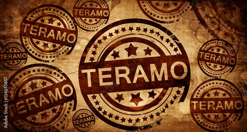 Teramo, vintage stamp on paper background