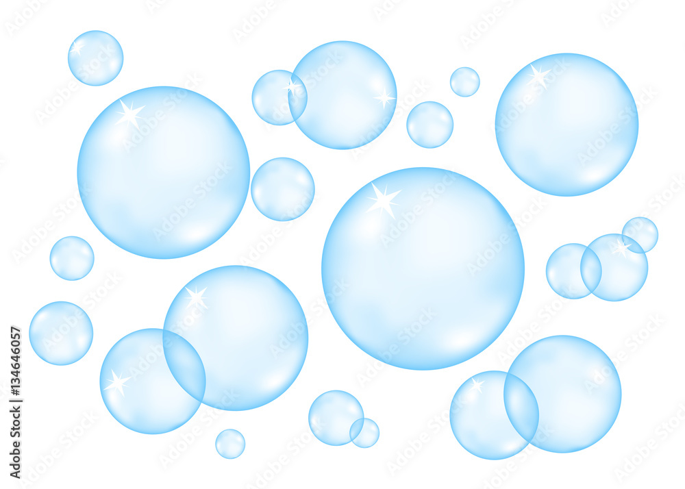 Underwater sparkling oxygen blue bubbles in fizzing water. - obrazy, fototapety, plakaty 
