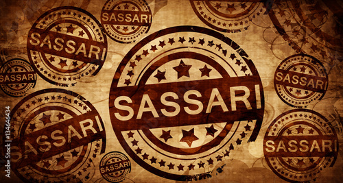 Sassari, vintage stamp on paper background