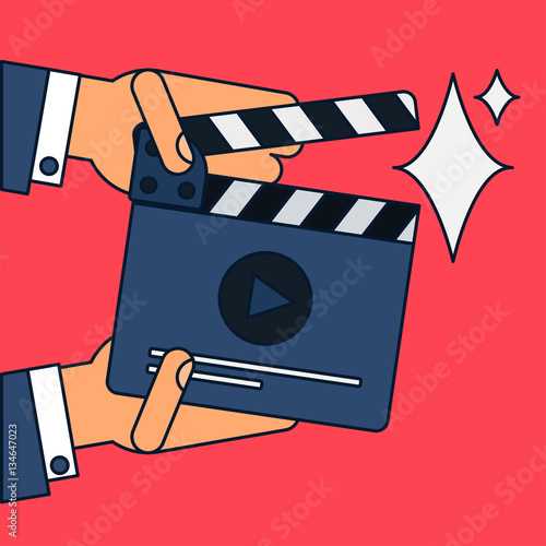 Flat movie clapperboard
