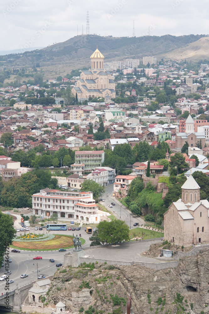 Obraz premium Top view of Tbilisi. Tbilisi is the capital of Georgia