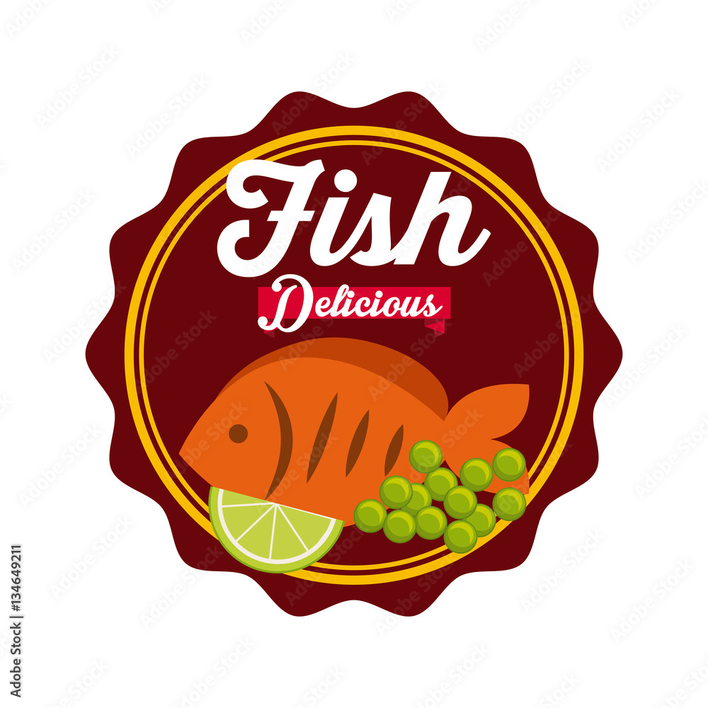 seal stamp with fish icon over white background. colorful design. vector illustration seal stamp with fish icon over white background. colorful design. vector illustration