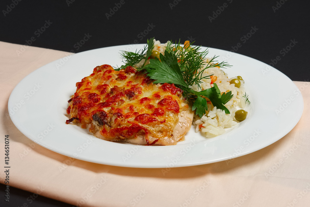 baked chicken fillet with cheese and rice baked chicken fillet with cheese and rice
