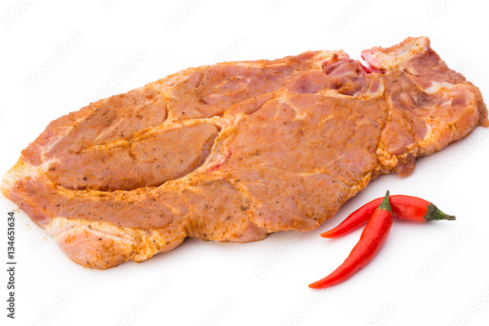 Roast beef in spice crust isolated on white background. Roast beef in spice crust isolated on white background.