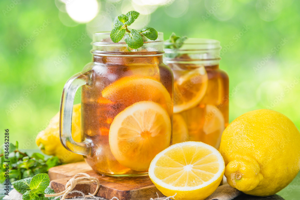 Iced tea in glass jars Iced tea in glass jars