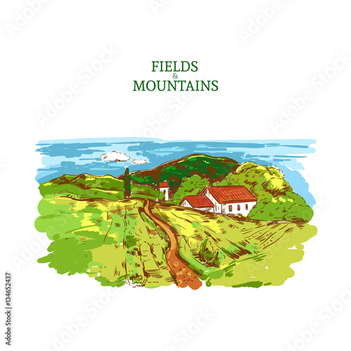 Colorful Farm Landscape Template