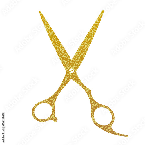 Gold scissors icon flat web sign symbol logo label